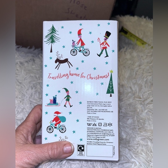 50%off w♥️ Milly Green Christmas reindeer soldier Travel Mug NIB box damaged - Picture 4 of 6